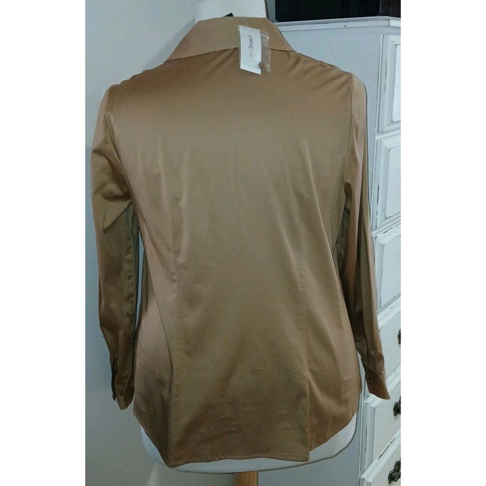 NWT LANE BRYANT Womens 18 Career Office Crisp Button Stretch Gold Top Blouse - Picture 7 of 9